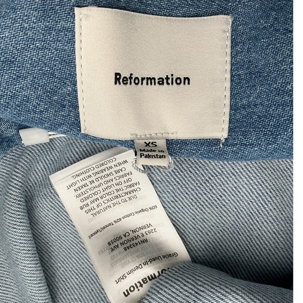 Reformation Denim Blue Gracie Shirt Size XS - Picture 4 of 4